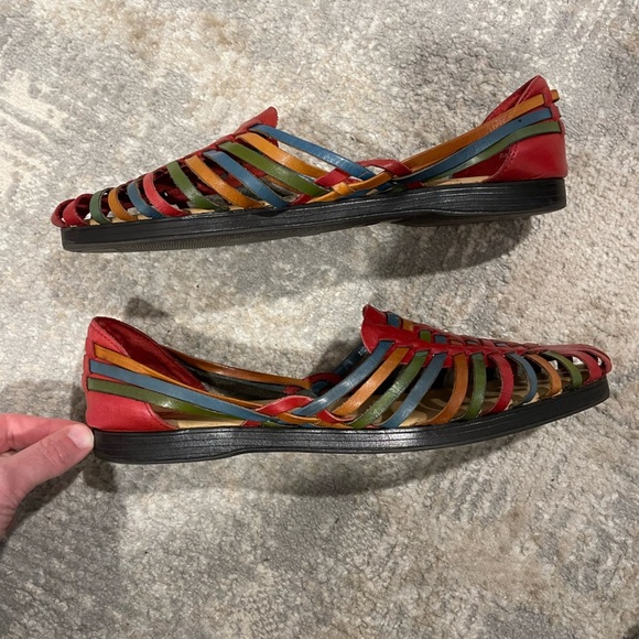 Huarache Multi Color I ❤️ Comfort Leather Sandals Size 10M - Picture 8 of 9